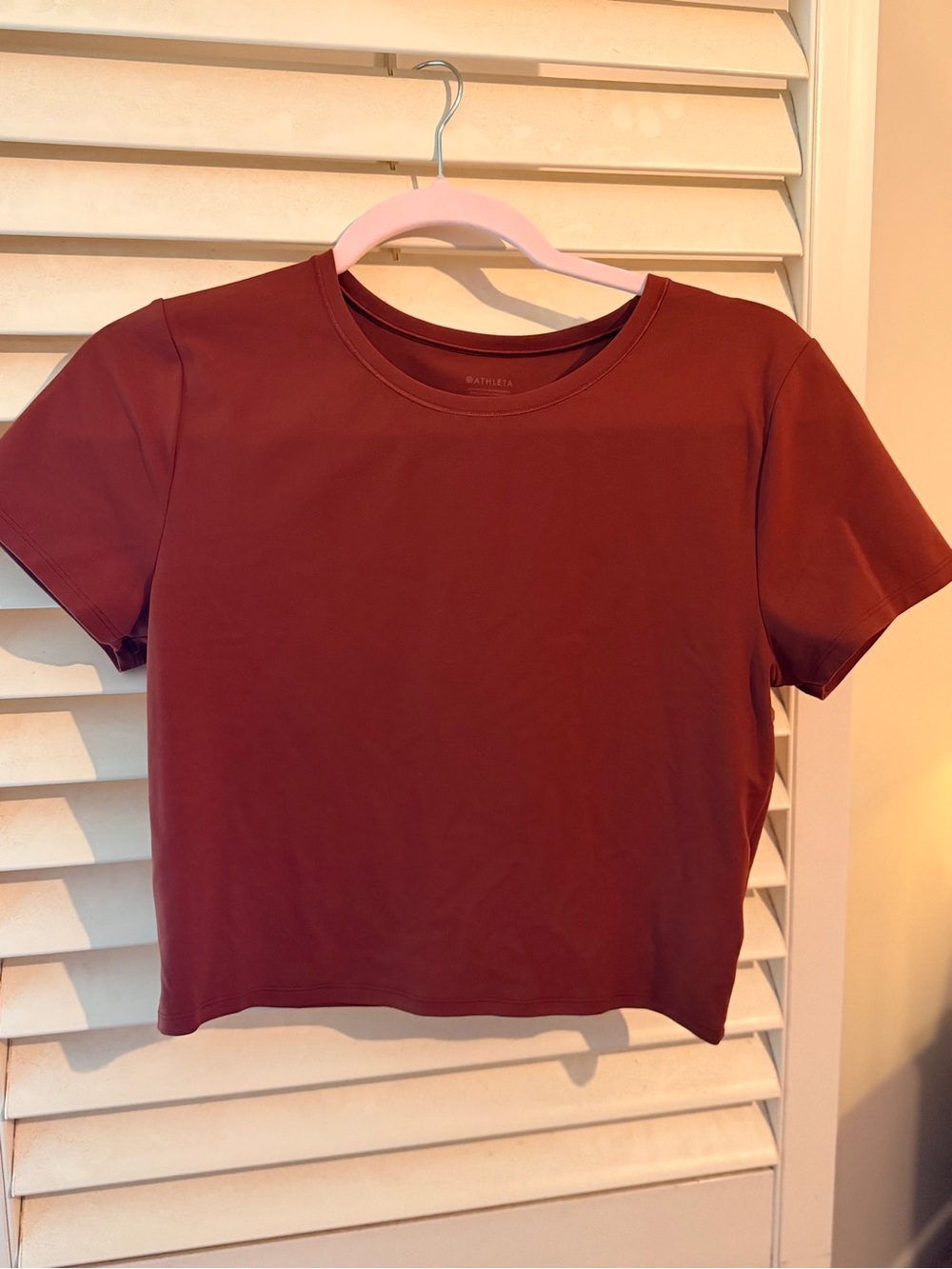 ATHLETA Size L Transcend Open Back Cinnamon Tee